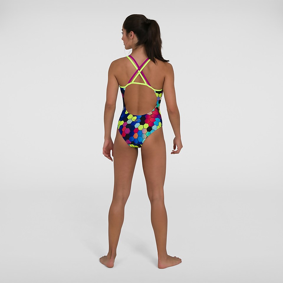 Women's Allover Double Crossback Swimsuit Yellow