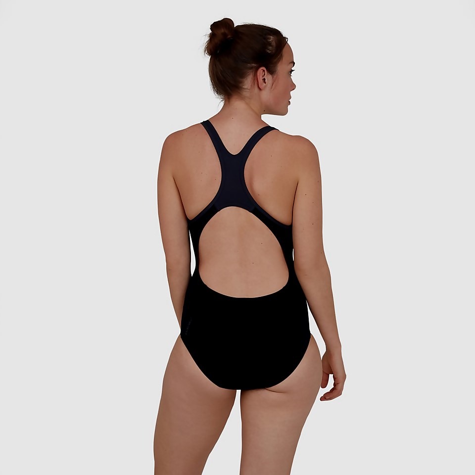 Hexagonal Laneback Swimsuit Black