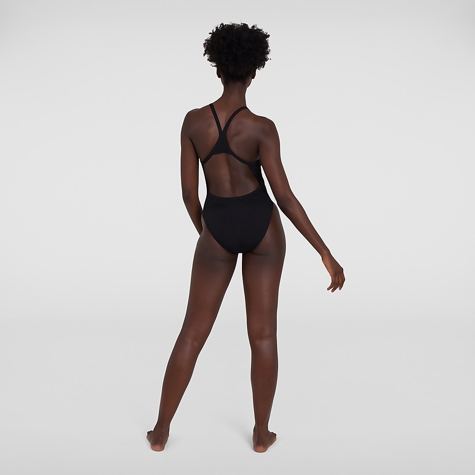 Women's Solid Turnback Swimsuit Black