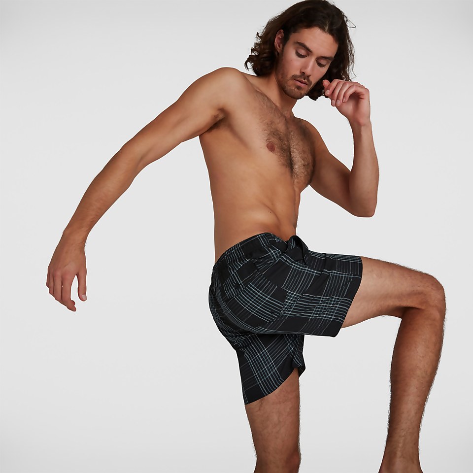 Herren Check Leisure 16" Badeshorts in Schwarz