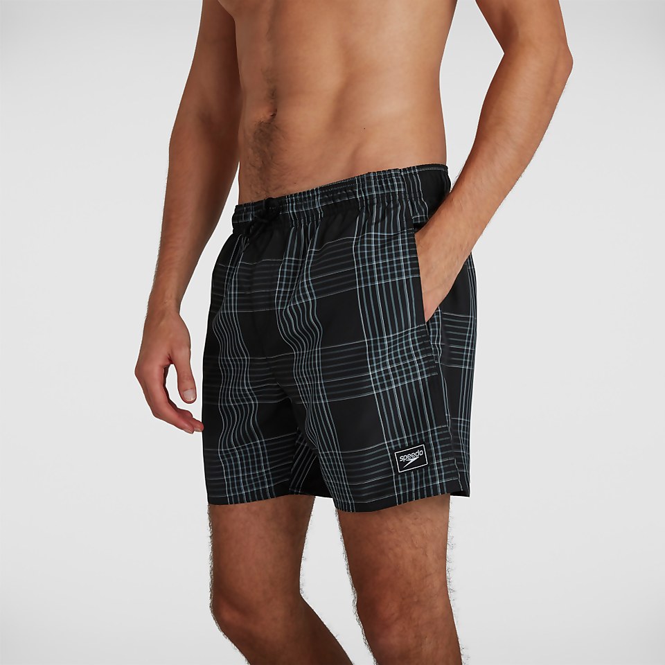Herren Check Leisure 16" Badeshorts in Schwarz