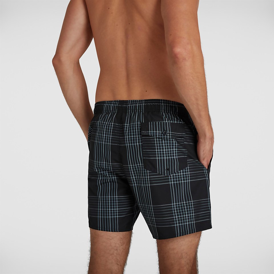 Herren Check Leisure 16" Badeshorts in Schwarz