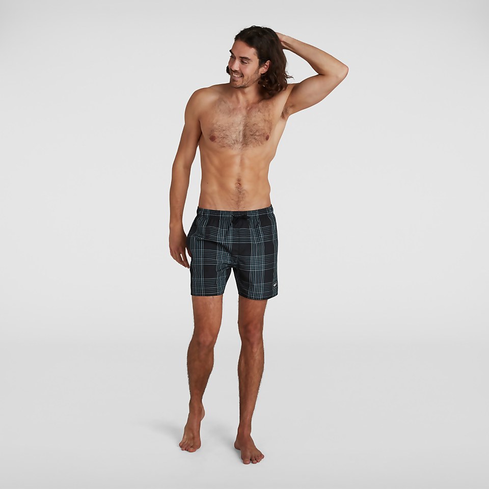 Herren Check Leisure 16" Badeshorts in Schwarz