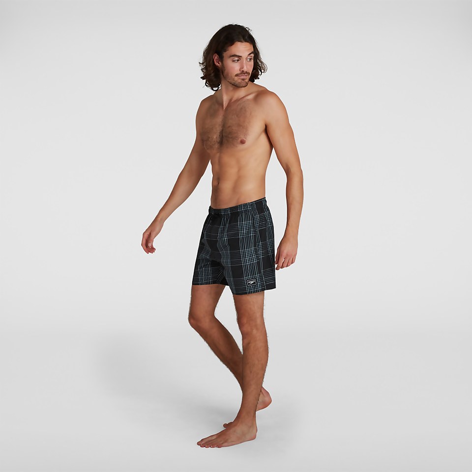 Herren Check Leisure 16" Badeshorts in Schwarz
