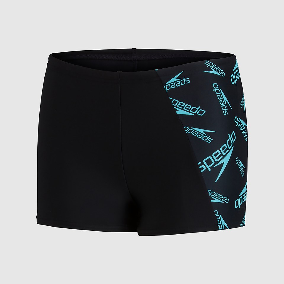 Boys' Boom Logo Allover Panel Aquashort Black