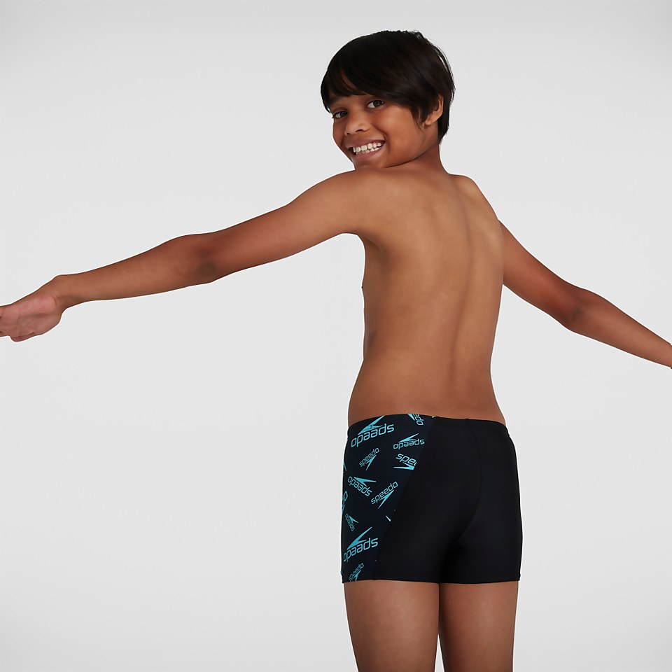 Boys' Boom Logo Allover Panel Aquashort Black