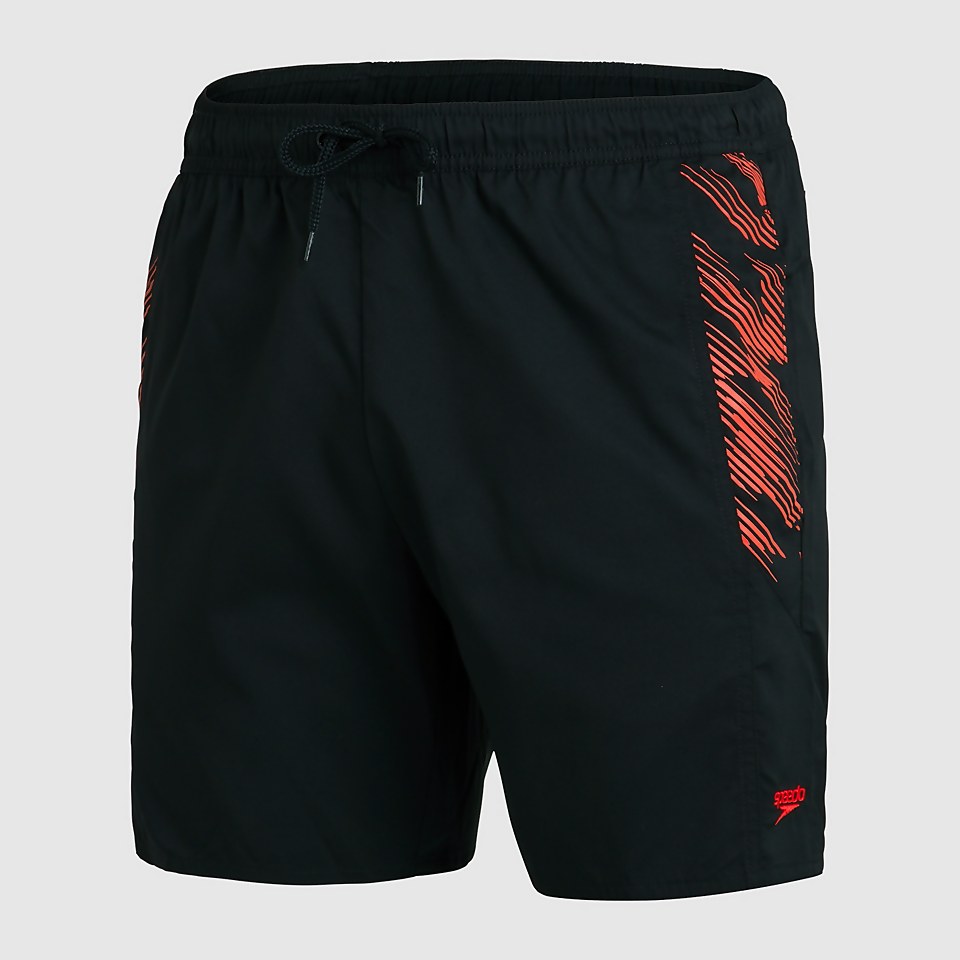 Men's Sport Printed 16" Swim Short Black