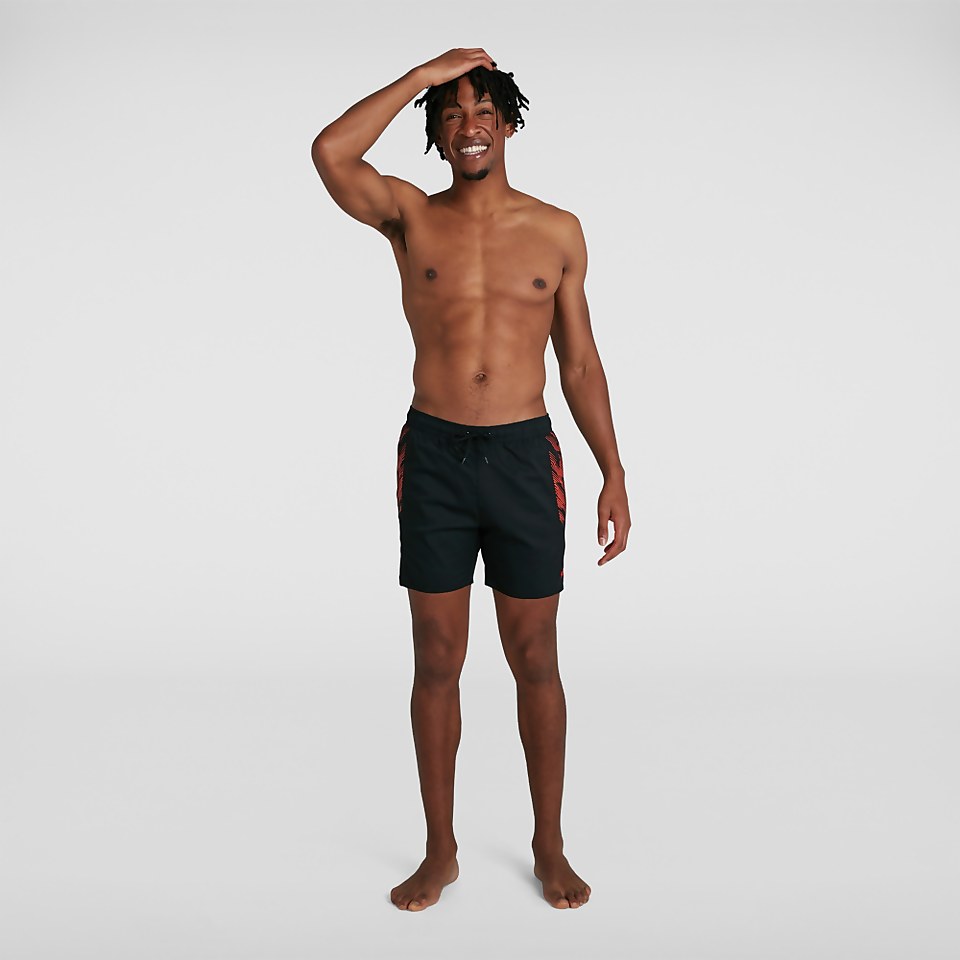 Men's Sport Printed 16" Swim Short Black