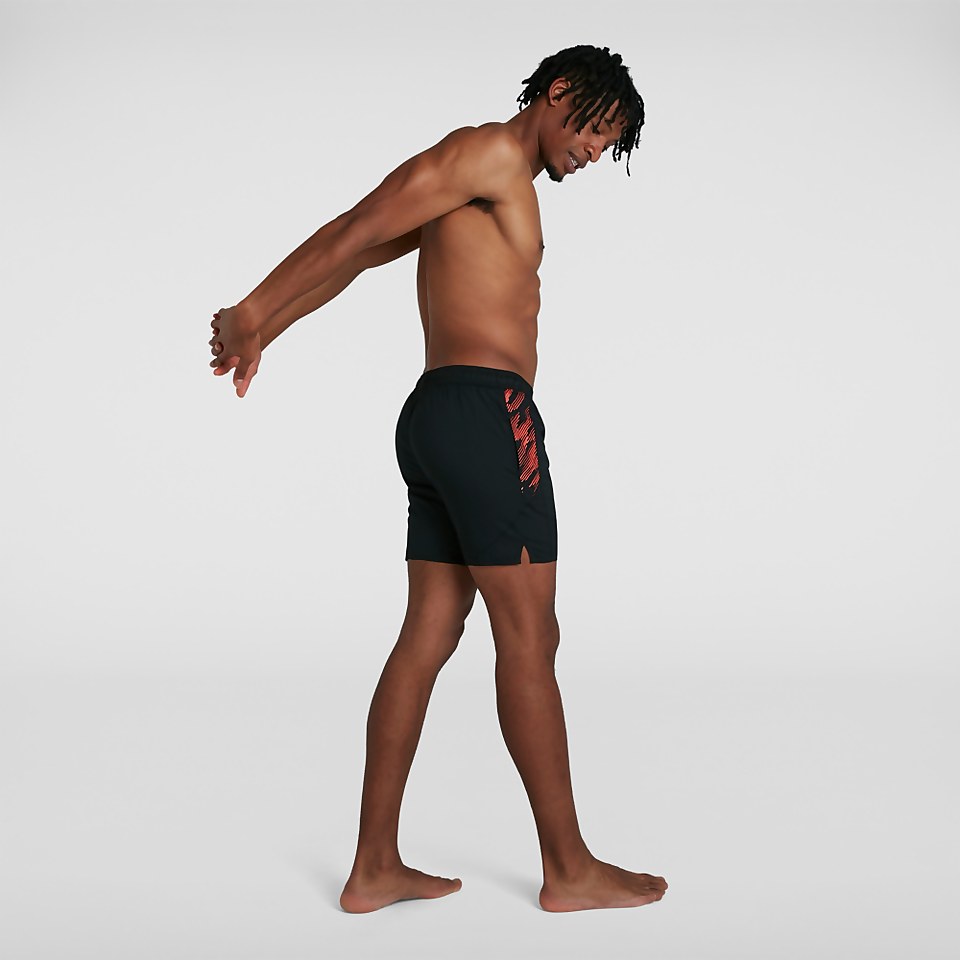 Men's Sport Printed 16" Swim Short Black