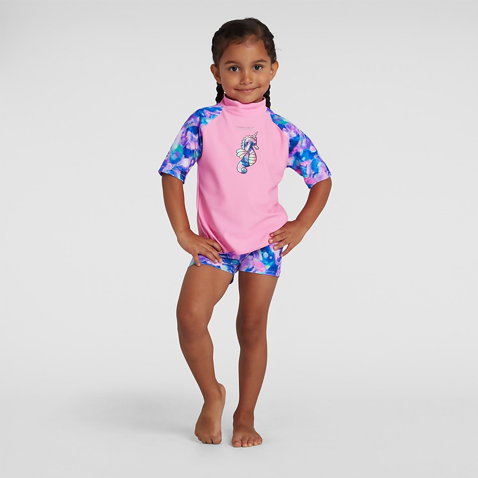 Haut de protection solaire et short Bébé fille Rose