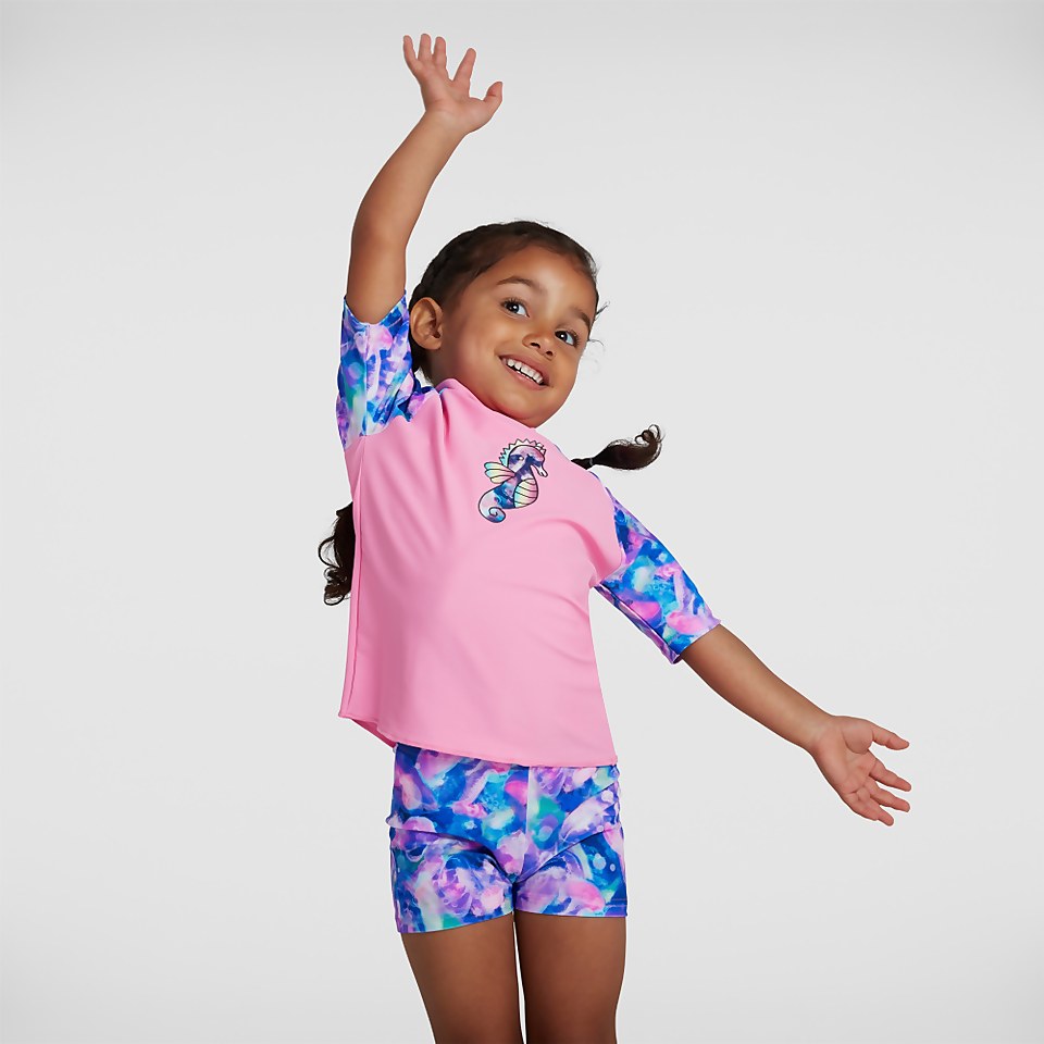 Haut de protection solaire et short Bébé fille Rose