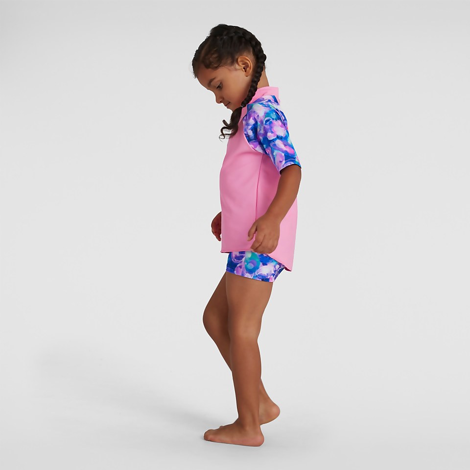 Haut de protection solaire et short Bébé fille Rose