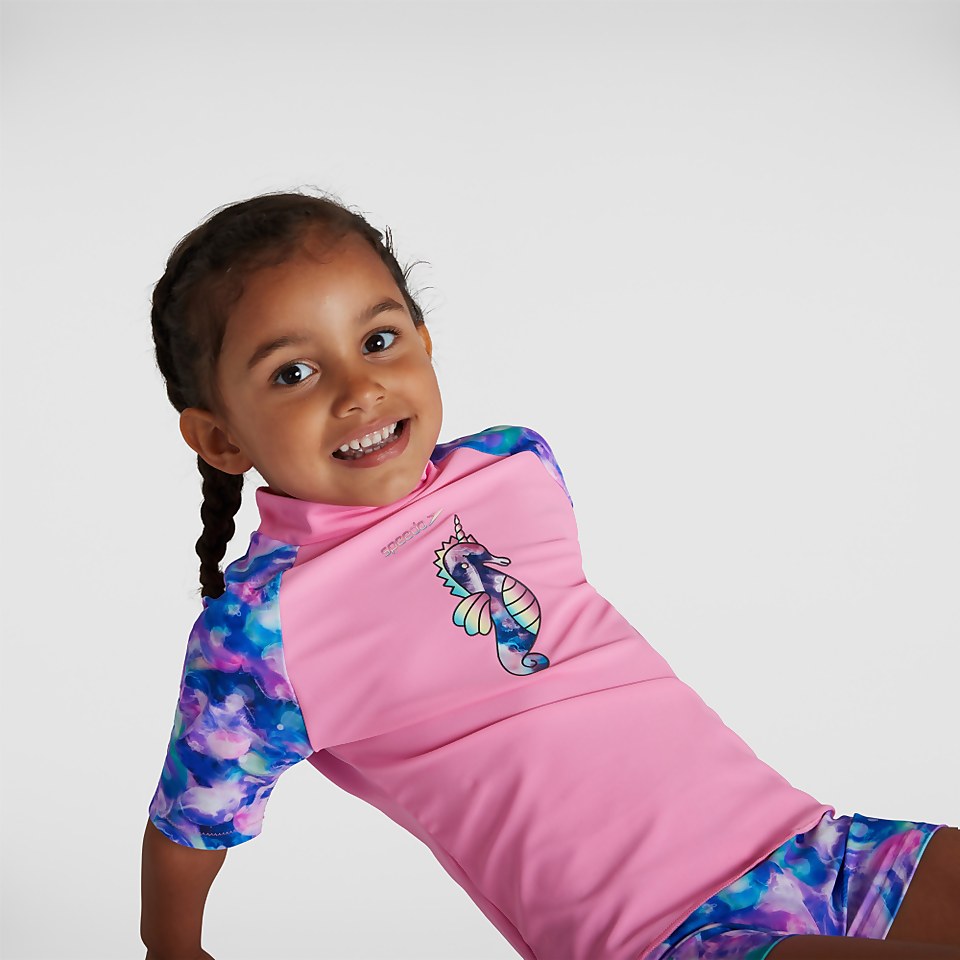 Haut de protection solaire et short Bébé fille Rose