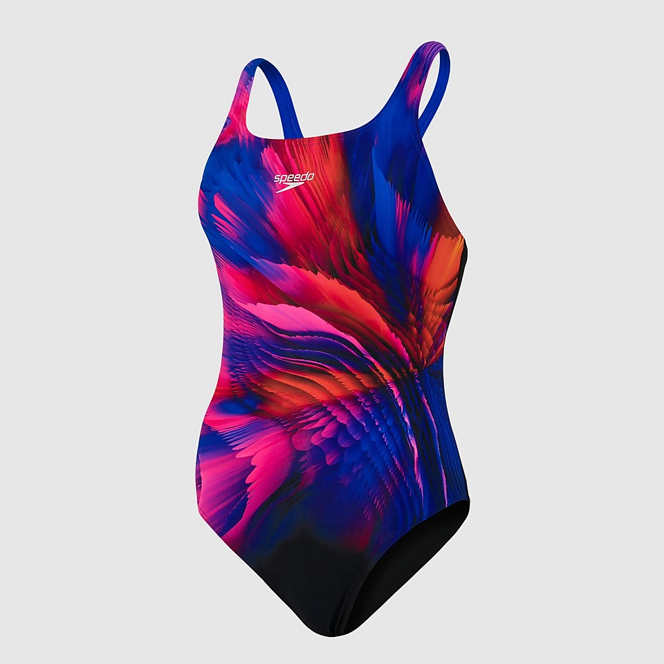 Damen Placement Digital Medalist Badeanzug in Schwarz