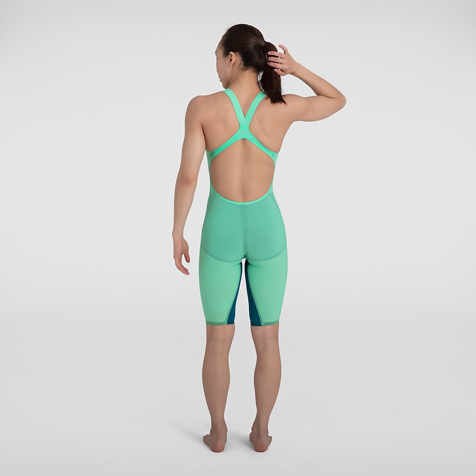 Damen Fastskin LZR Pure Valor Openback Kneeskin in Grün