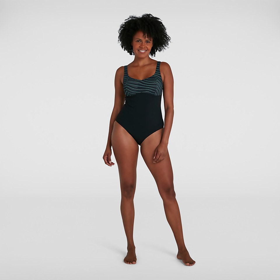 Damen ContourLustre Badeanzug mit Print in Schwarz