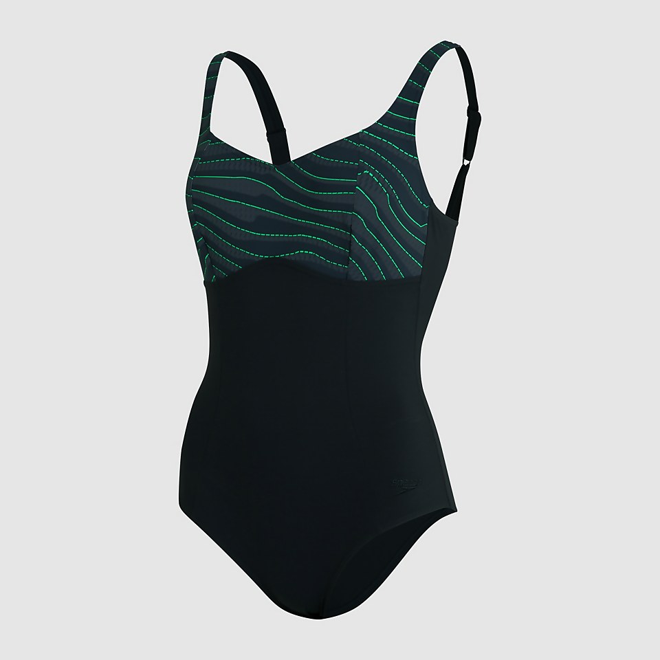 Damen ContourLustre Badeanzug mit Print in Schwarz