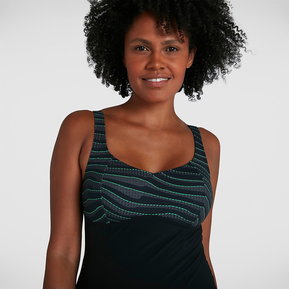 Damen ContourLustre Badeanzug mit Print in Schwarz