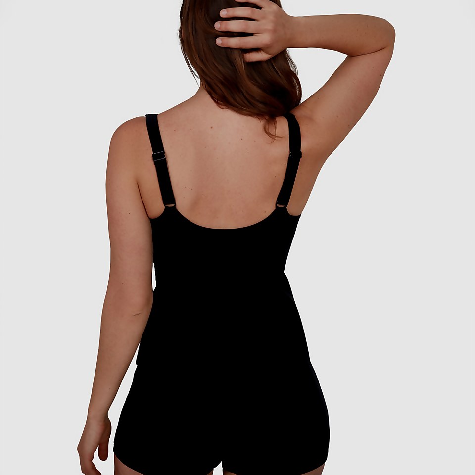 Solid Scoop Back Boyleg Tankini