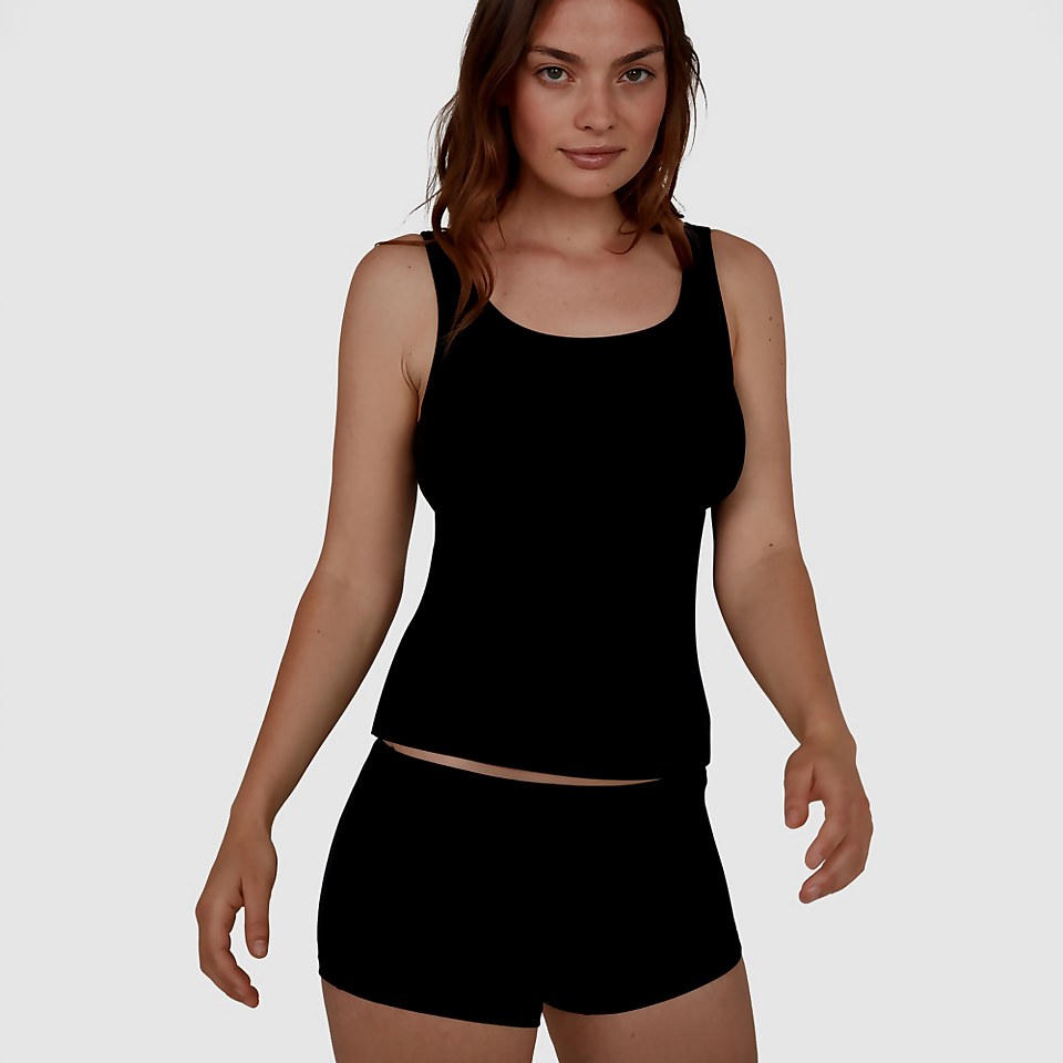 Solid Scoop Back Boyleg Tankini