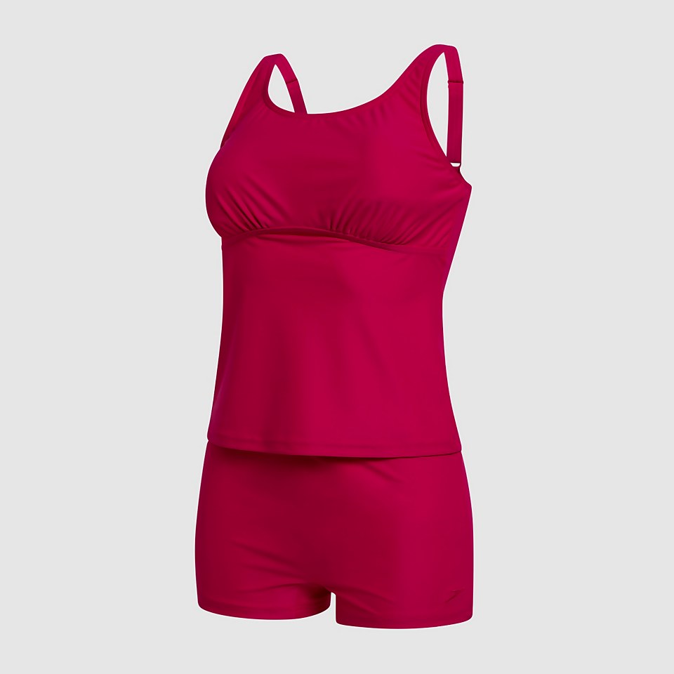 Solid Scoop Back Boyleg Tankini Red