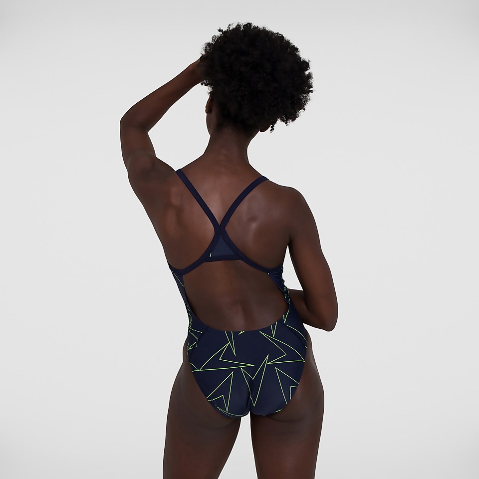 Women's Boomstar Allover Turnback Swimsuit Navy
