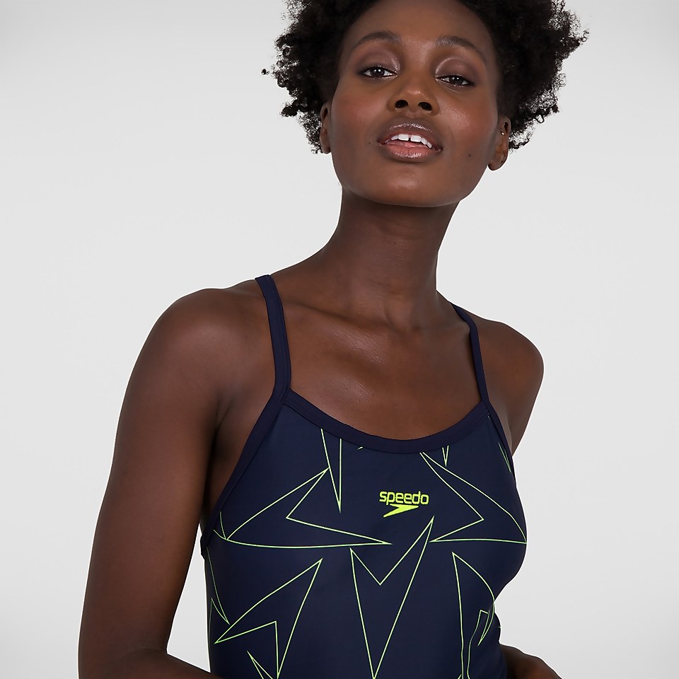Women's Boomstar Allover Turnback Swimsuit Navy