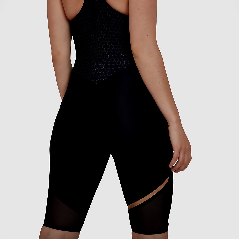 Hexagonal Mesh Panel Legsuit Black