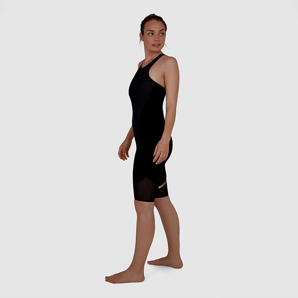 Hexagonal Mesh Panel Legsuit Black