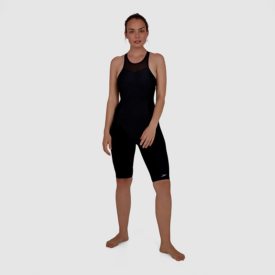 Hexagonal Mesh Panel Legsuit Black