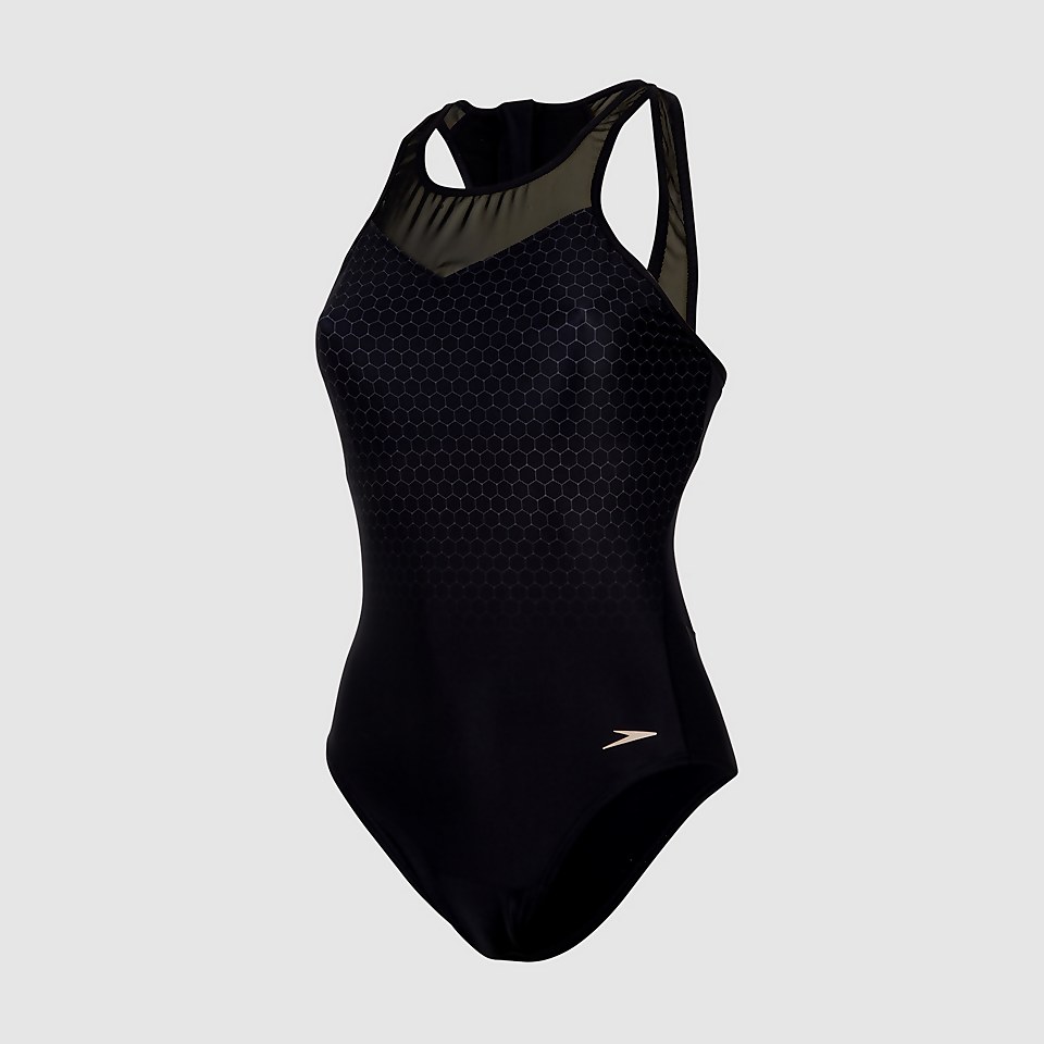 Hexagonal Mesh Panel Swimsuit