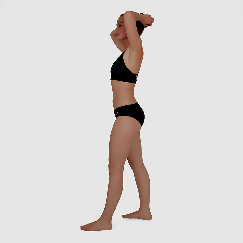 Hexagonal Mesh Panel Bikini Black