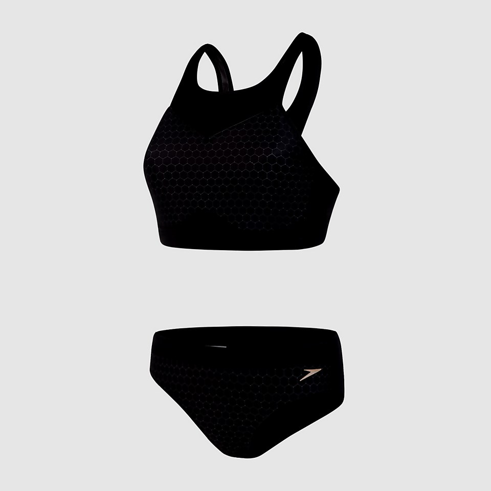 Hexagonal Mesh Panel Bikini Black