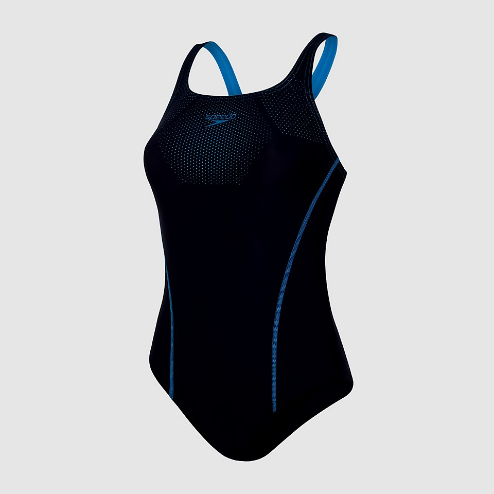 Hexagonal Tech Medalist Swimsuit Navy