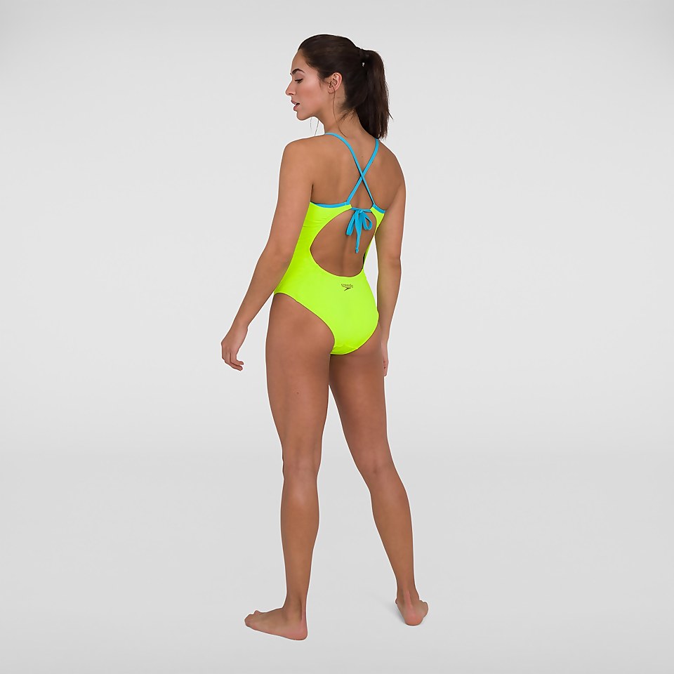 Women's Solid Tie-Back Swimsuit Yellow