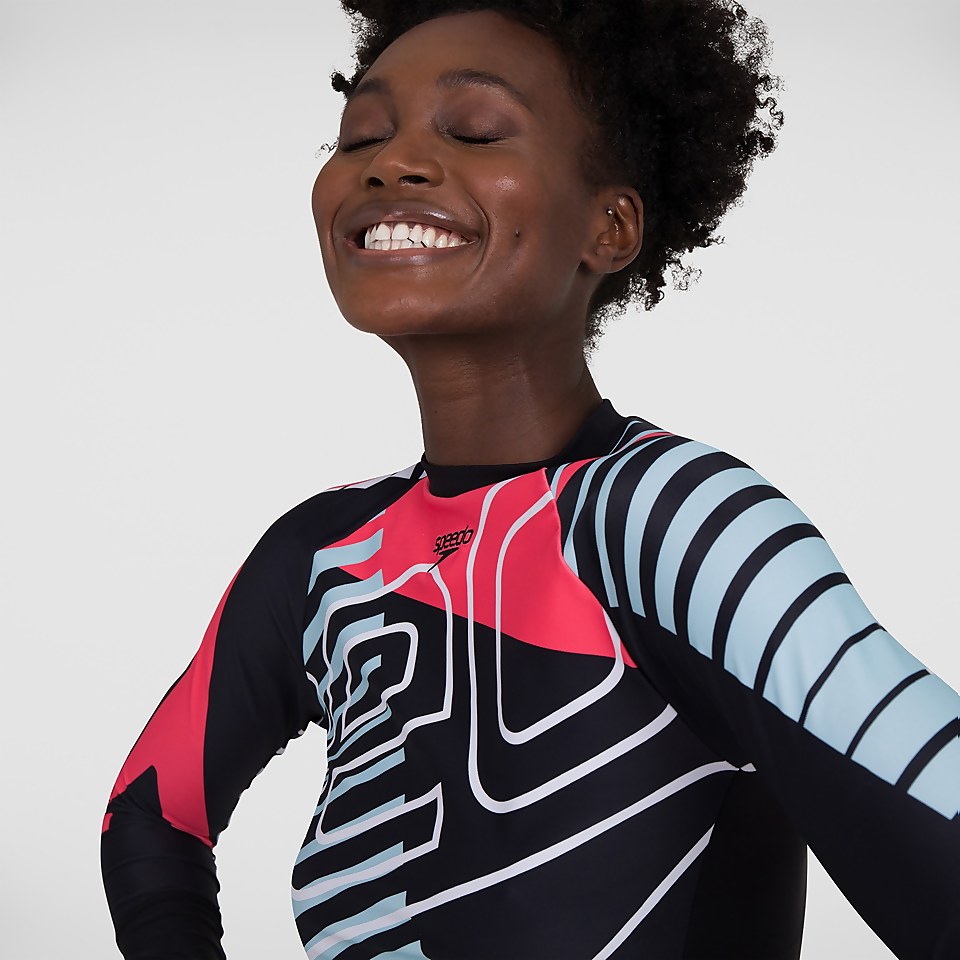 Placement Long Sleeve Wrap Back Top