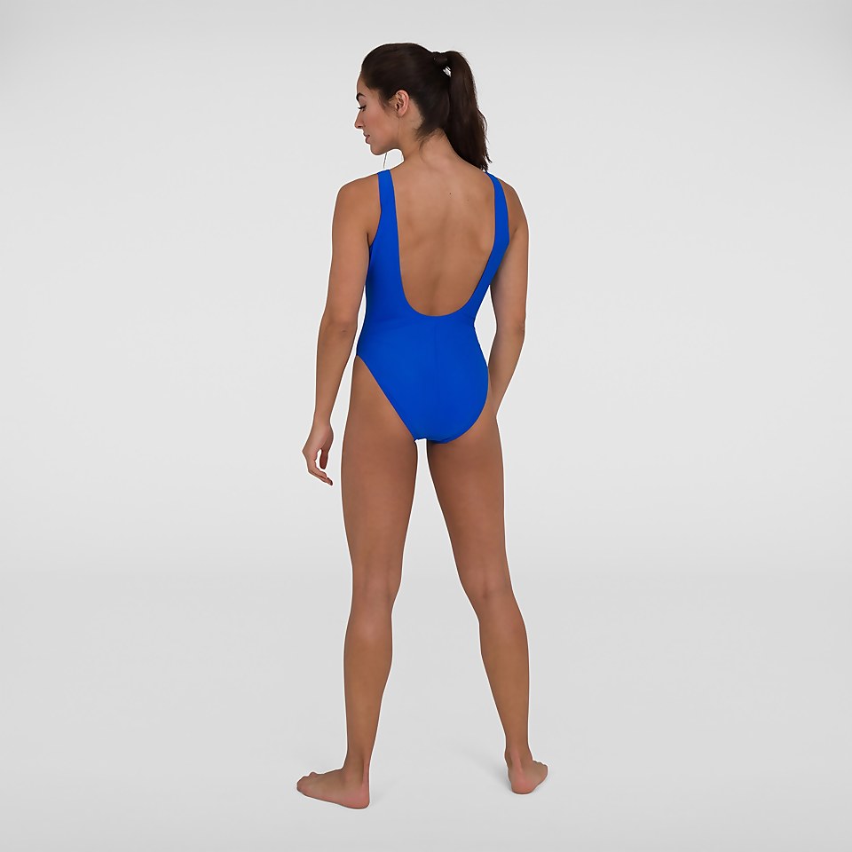 Women's Logo Deep U-Back Swimsuit Blue