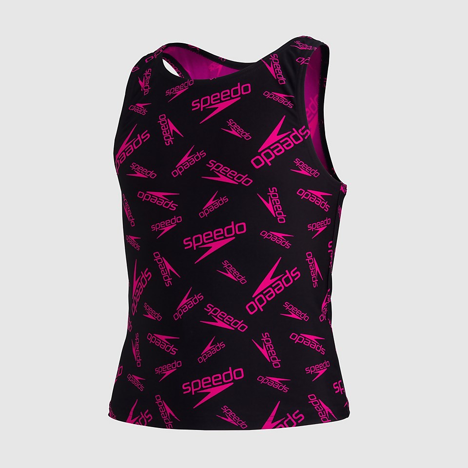 Girls' Boom Logo Allover Tankini Black