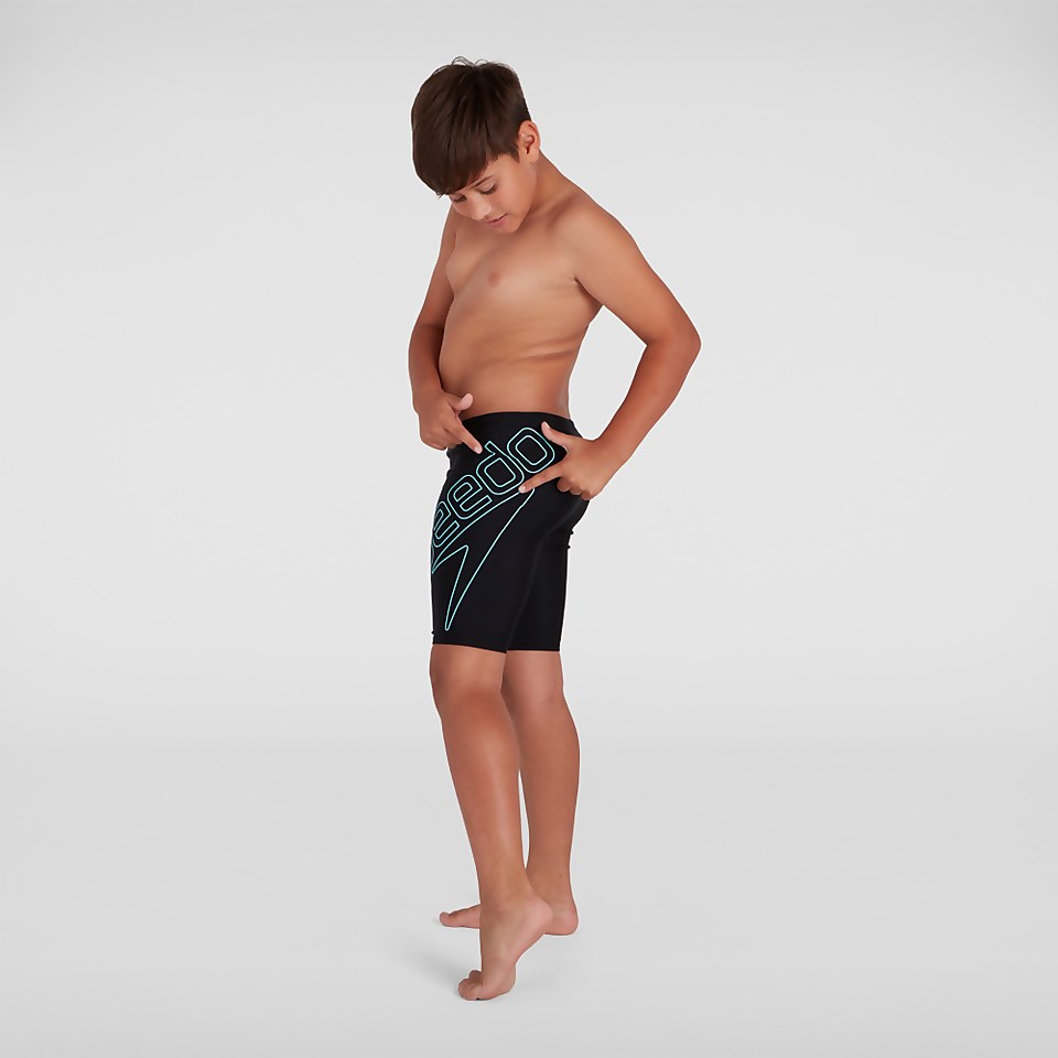 Jungen Boom Logo Placement Schwimmhose in Schwarz