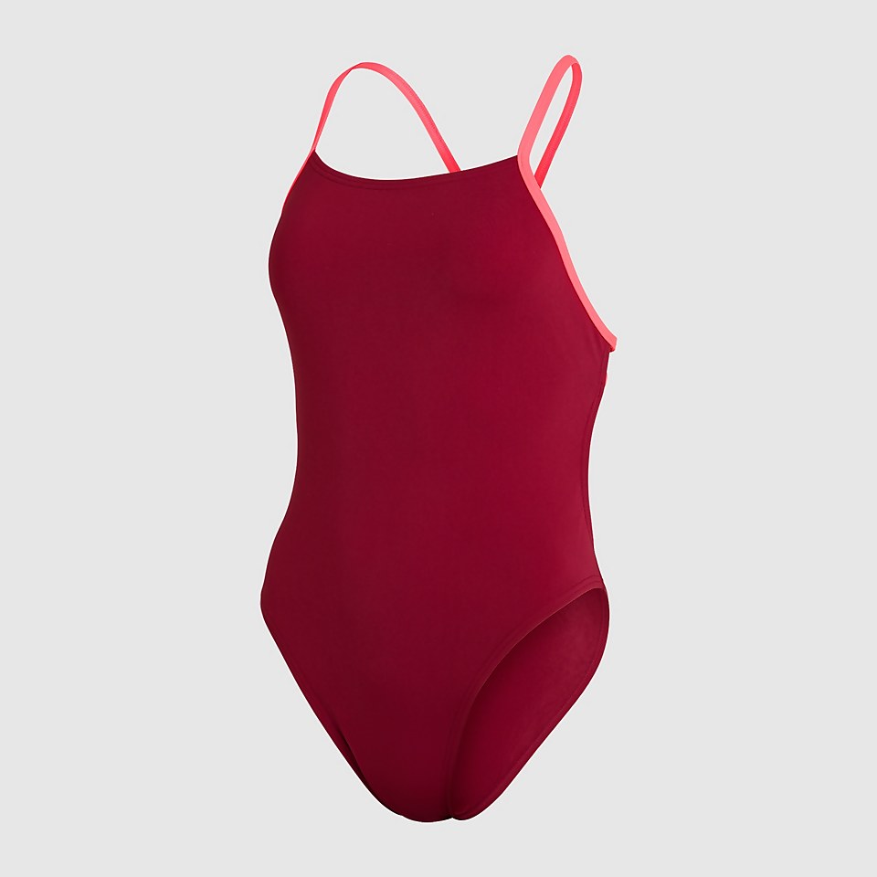 Logo Flash Women's Solid Tie-Back Swimsuit Red