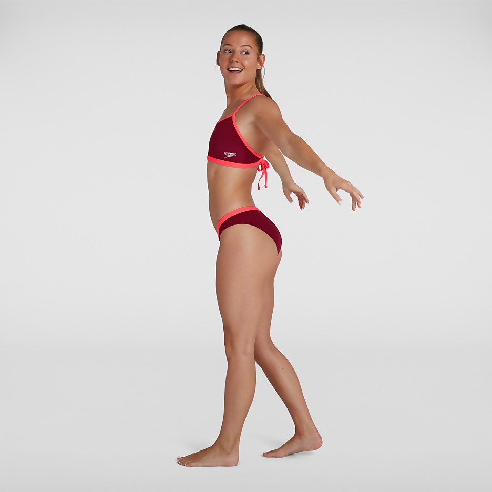 Damen Tie-Back Top & Waistband Badehose in Rot