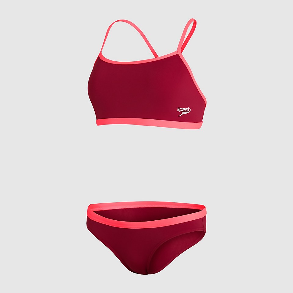 Damen Tie-Back Top & Waistband Badehose in Rot