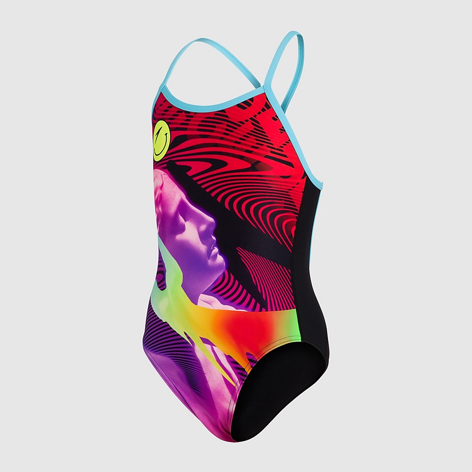 Girls' Placement V-back Swimsuit Black