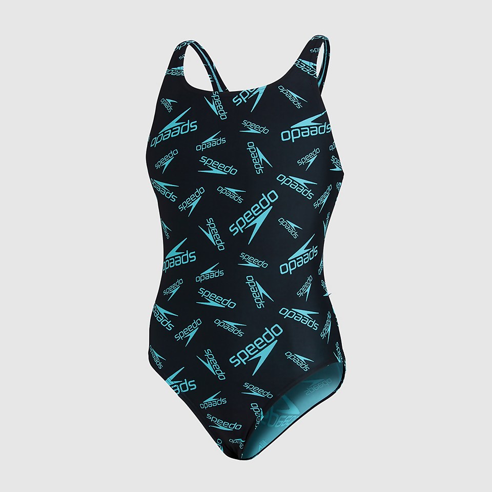Girls' Boom Logo Medalist Swimsuit Black
