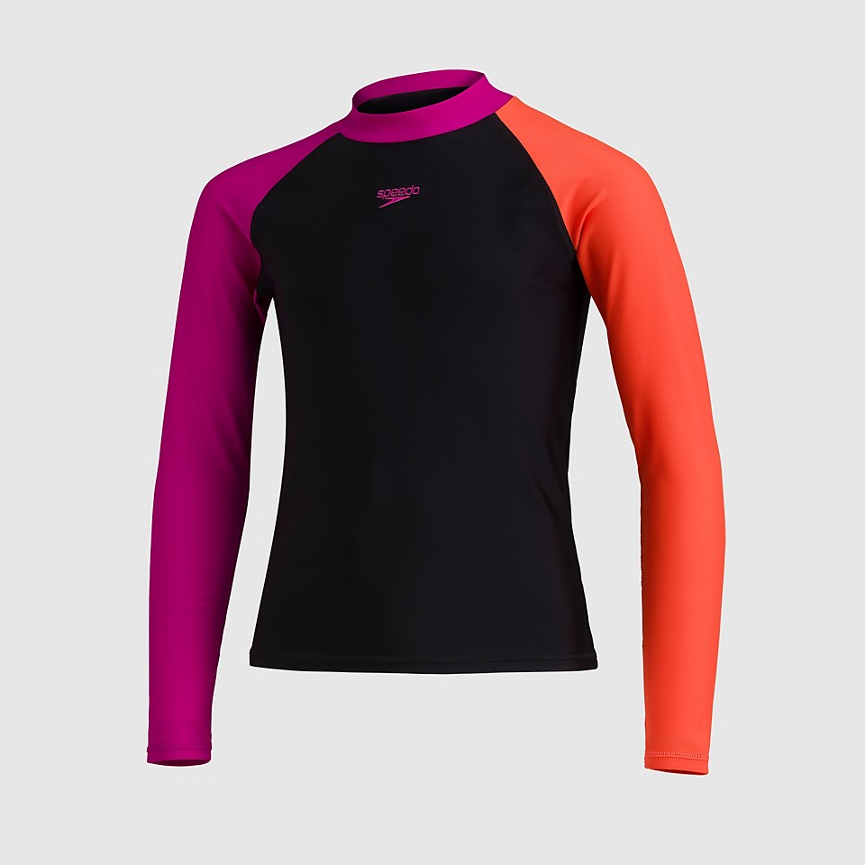 Girls' Colourblock LS Sun Protection Top & Short Black