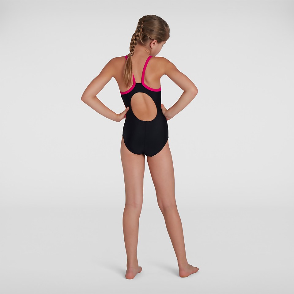 Girls' Dive Thinstrap Muscleback Swimsuit Black