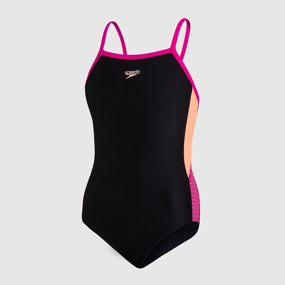 Girls' Dive Thinstrap Muscleback Swimsuit Black