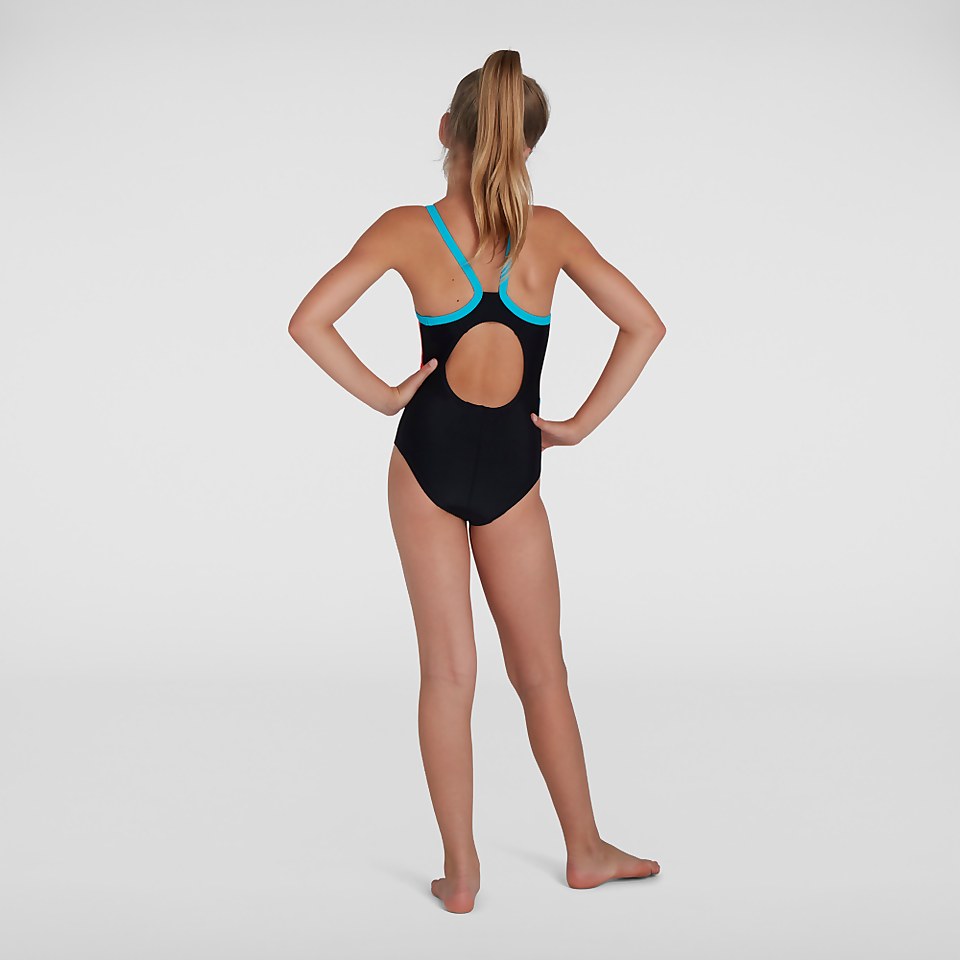 Mädchen Dive Thinstrap Muscleback Badeanzug in Schwarz