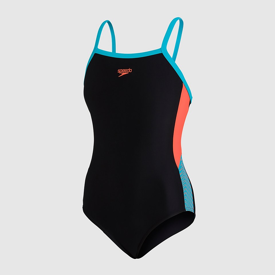 Mädchen Dive Thinstrap Muscleback Badeanzug in Schwarz
