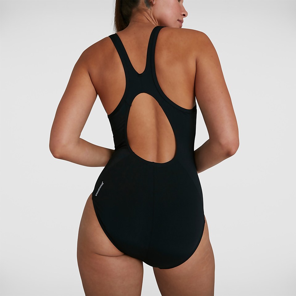 Women's Boom Logo Splice Muscleback Swimsuit Black